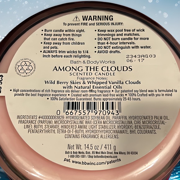Bath & Body Works Among The Clouds Candle - Picture 3 of 3